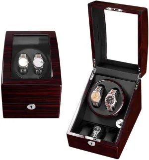 Watch Winders Box with Leather Cushions Silent pheromone pet amateur Europe inference catch Engine 5 Rotation Modes 100% Handmade Wood Automatic Electric Motor Watch Winder Display Watch Box Storage Watch Winders Automatic 