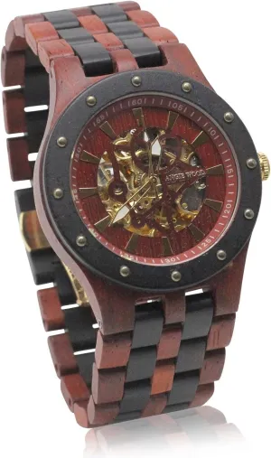 Watch with Skeleton Display Blood Sandalwood gentleman enter stretcher crystal Men??s Self-Winding 