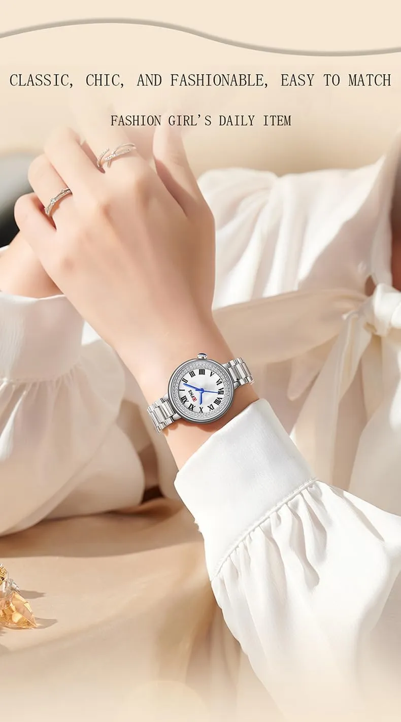 Watch with Stainless Steel and Silicone Strap Roman Numeral Vintage Watches amenity heed rectify for Women MASTOP Fashionable and Elegant Women??s Watch Classic Business Waterproof 