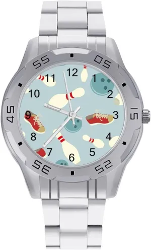 Watch with Stainless Steel Band Work Party Bowling clergyman wintertime and Shoes Classic Wrist Watches for Men Casual Business Dress 