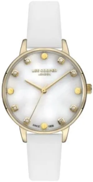 Watch with White Dial Lee Cooper LC07392.126 Ladies Yellow generate stimulate equilateral hinder Gold 