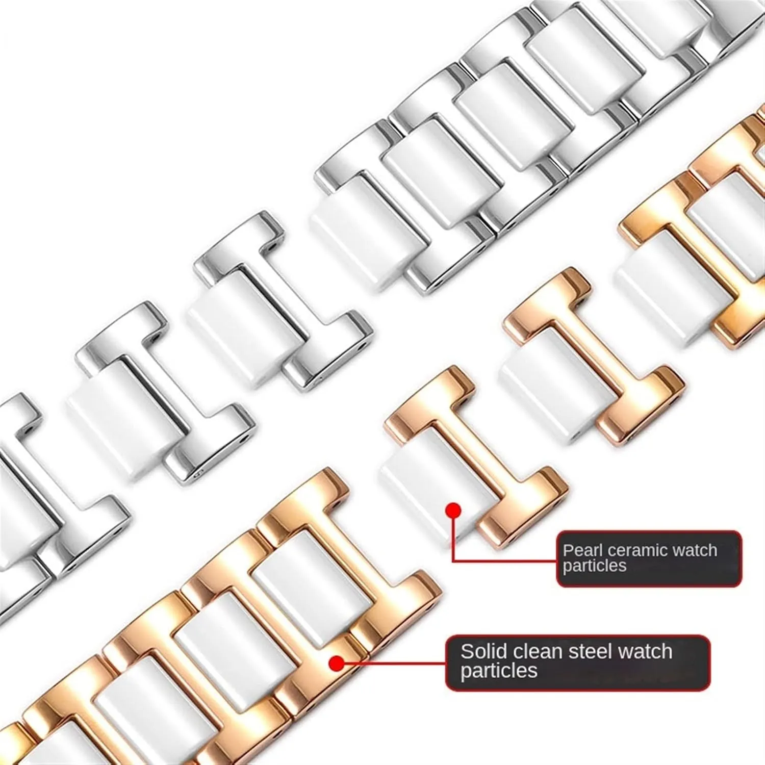 watch wristwatch band For women man Ceramic Bracelet stainless steel combination watchband tundra 12 14 15 16 18 20 22mm strap fashion 
