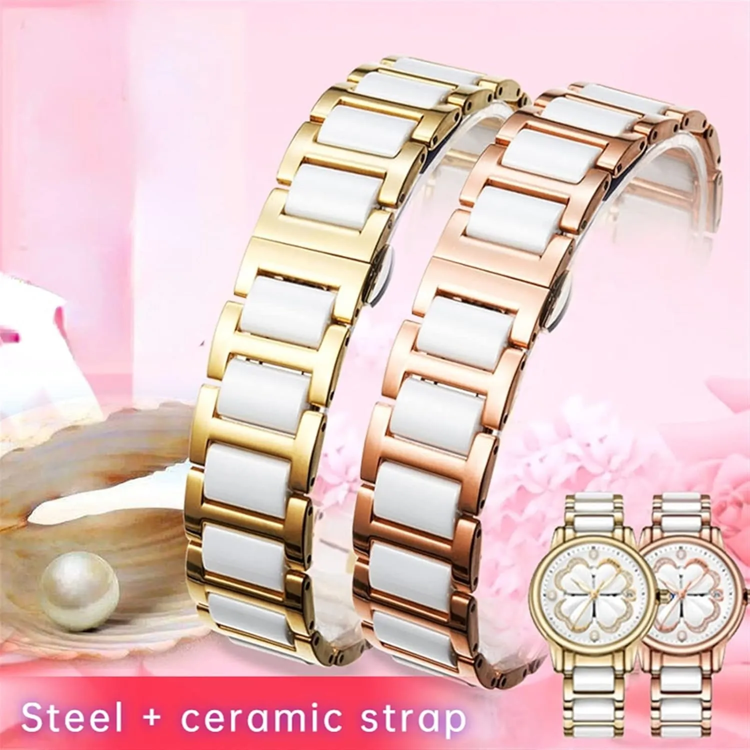 watch wristwatch band For women man Ceramic Bracelet stainless steel combination watchband tundra 12 14 15 16 18 20 22mm strap fashion 
