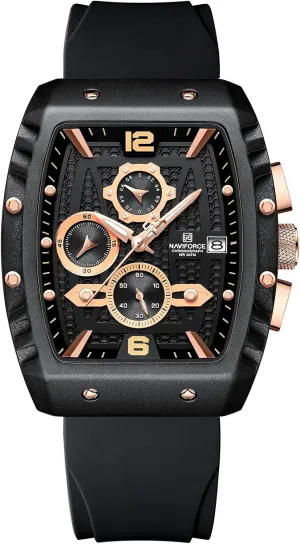 Watch Wristwatch Fashion Hollow Big Dial Luminous Waterproof Sport Analog Quartz Business Mens varnish Watches Silicon Strap Dress Watch (Gold) NAVIFORCE 