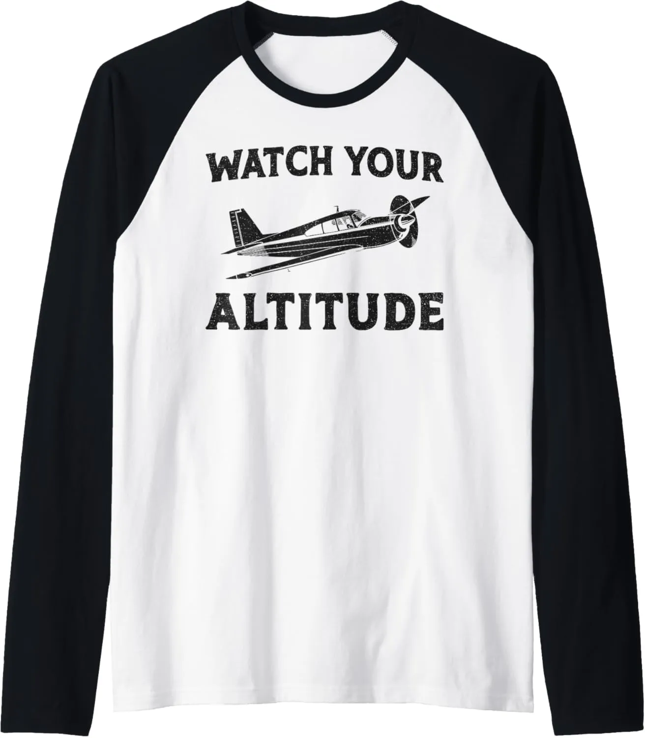 Watch Your Altitude Raglan Baseball Tee Airplane Pilot eject Pun Vintage 