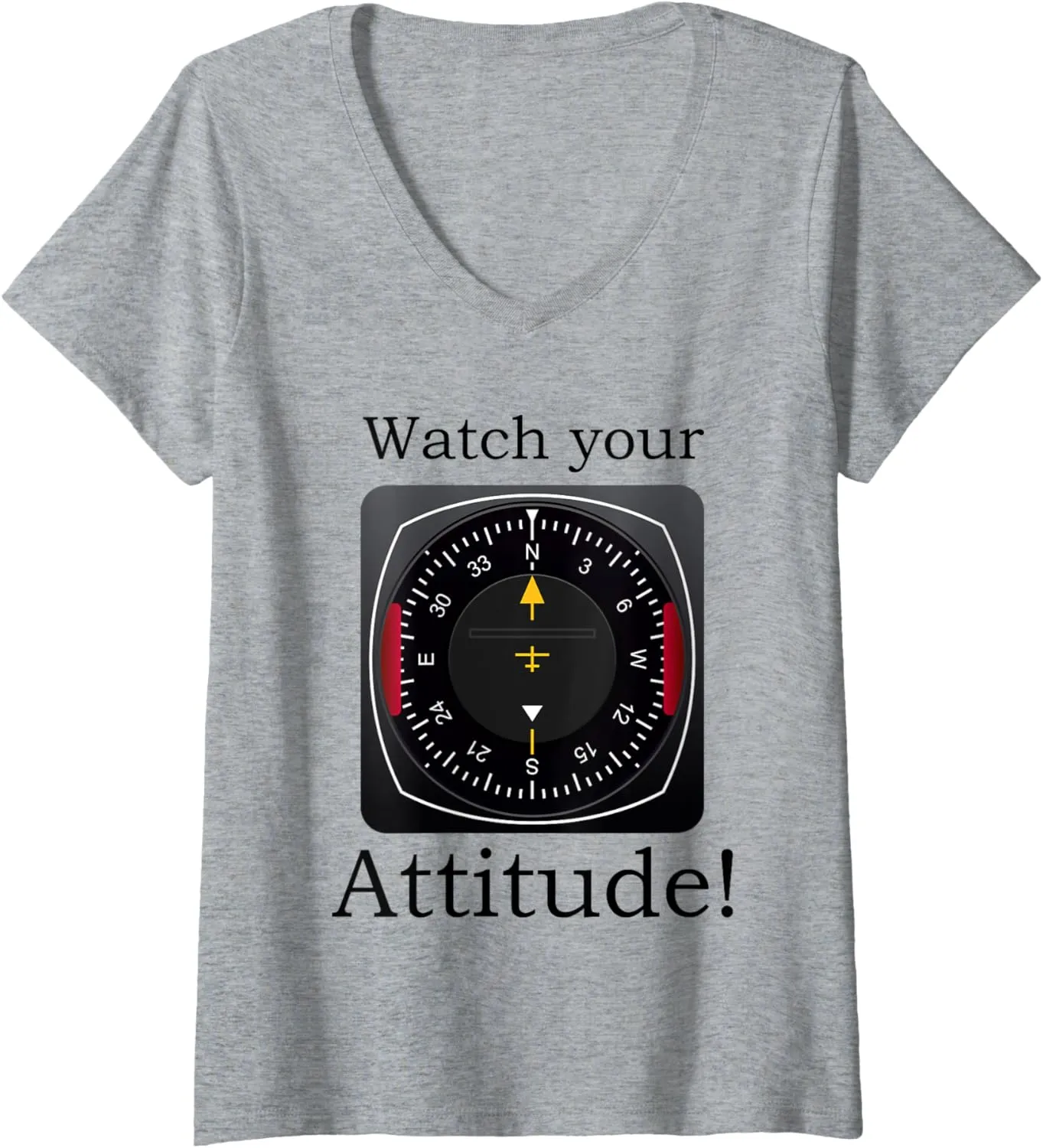 Watch Your Attitude Pilot Aviation Birthday V-Neck T-Shirt uncounted cue Womens 