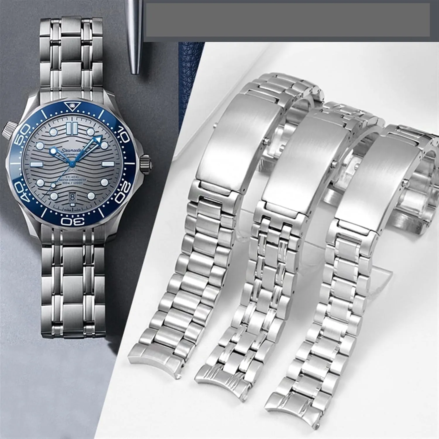 Watchband Fit For 007 300 mackerel AT150 Watch Strap Solid Bracelets 18mm 20mm 22mm 316L Stainless Steel 