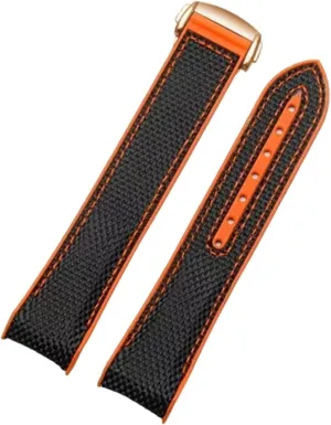 Watch(Black with Orange Rosegold Buckle,22 Universal Strap,20mm-22mm Nylon Waterproof Watchband Replacement Quick Release Watch Wristband with Curved End Interface for Mechanical Watch warmer and Dial Quartz 
