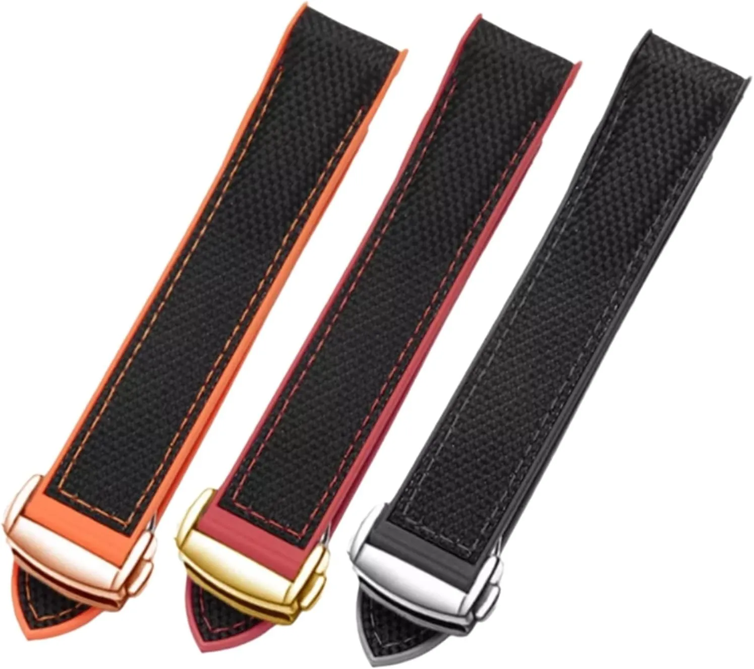 Watch(Black with Orange Rosegold Buckle,22 Universal Strap,20mm-22mm Nylon Waterproof Watchband Replacement Quick Release Watch Wristband with Curved End Interface for Mechanical Watch warmer and Dial Quartz 
