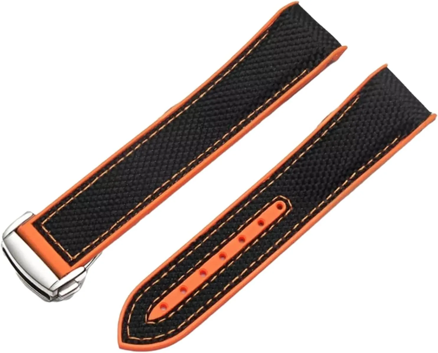 Watch(Black with Orange Rosegold Buckle,22 Universal Strap,20mm-22mm Nylon Waterproof Watchband Replacement Quick Release Watch Wristband with Curved End Interface for Mechanical Watch warmer and Dial Quartz 