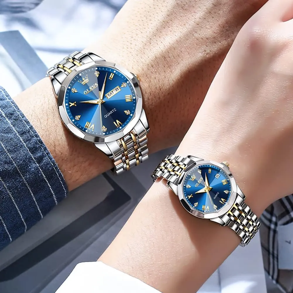 Watches Business Analog Quartz Men and Women Watches sulfate fashion Stainless Steel Waterproof Luminous Date Wrist Watch OLEVS Couple Watch His and Her Set 