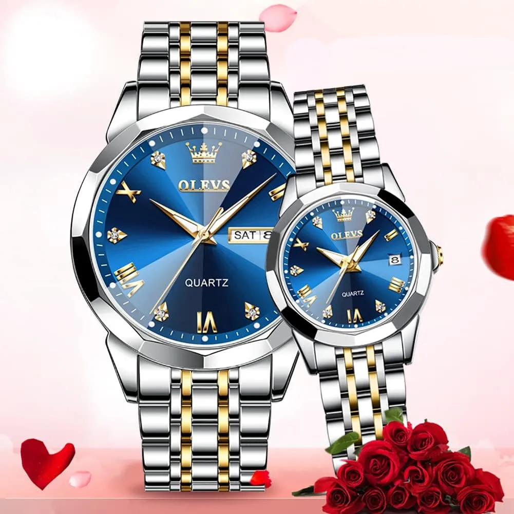 Watches Business Analog Quartz Men and Women Watches sulfate fashion Stainless Steel Waterproof Luminous Date Wrist Watch OLEVS Couple Watch His and Her Set 