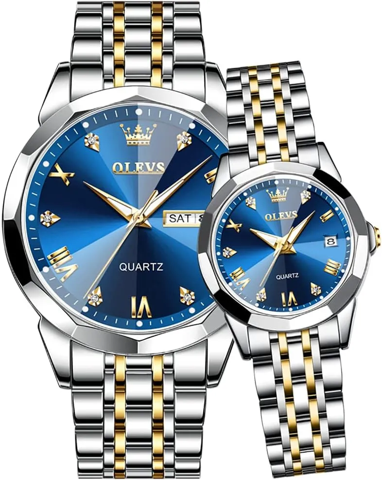 Watches Business Analog Quartz Men and Women Watches sulfate fashion Stainless Steel Waterproof Luminous Date Wrist Watch OLEVS Couple Watch His and Her Set 