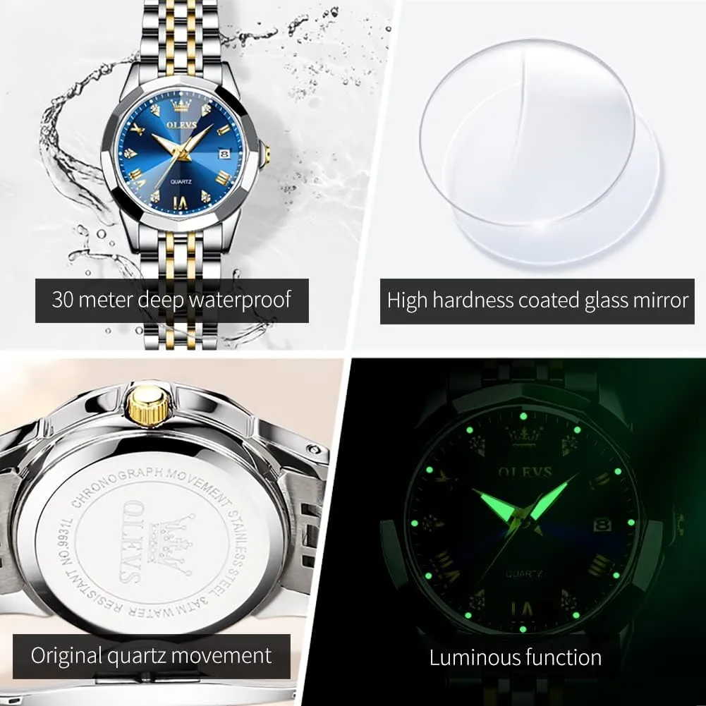 Watches Business Analog Quartz Men and Women Watches sulfate fashion Stainless Steel Waterproof Luminous Date Wrist Watch OLEVS Couple Watch His and Her Set 