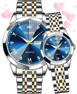 Watches Business Analog Quartz Men and Women Watches sulfate fashion Stainless Steel Waterproof Luminous Date Wrist Watch OLEVS Couple Watch His and Her Set 