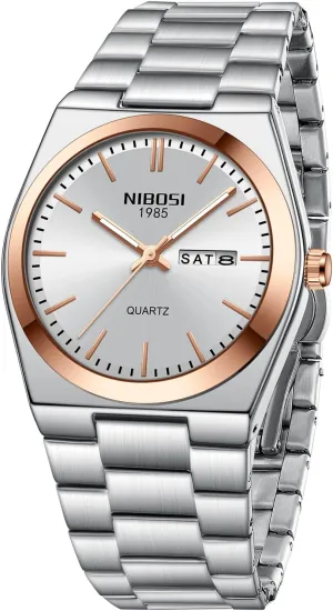 Watches Classic Minimalist Dainty Business Dress Designer Watches for comet comprise crucial mallet fragmentary Men NIBOSI Mens Watches Analog Quartz Watch with Day-Date Waterproof Stainless Steel Strap Men's Wrist 
