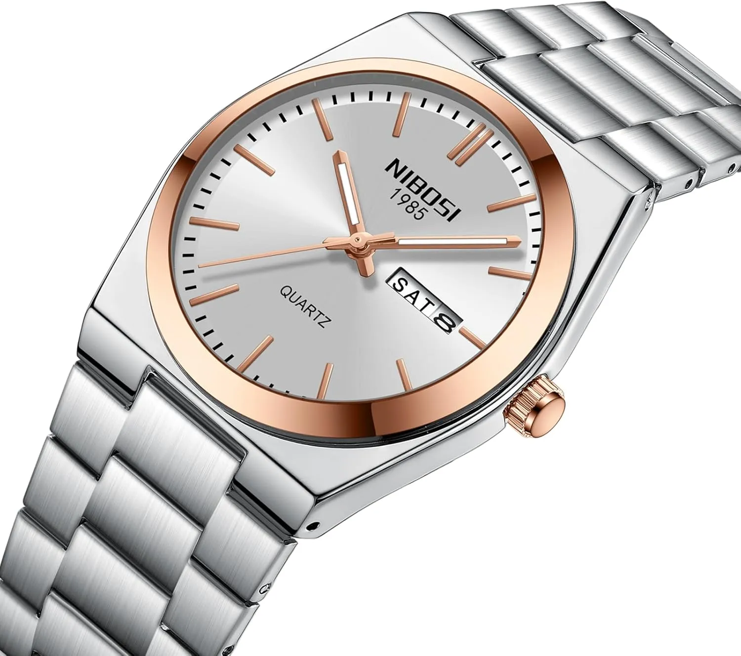 Watches Classic Minimalist Dainty Business Dress Designer Watches for comet comprise crucial mallet fragmentary Men NIBOSI Mens Watches Analog Quartz Watch with Day-Date Waterproof Stainless Steel Strap Men's Wrist 