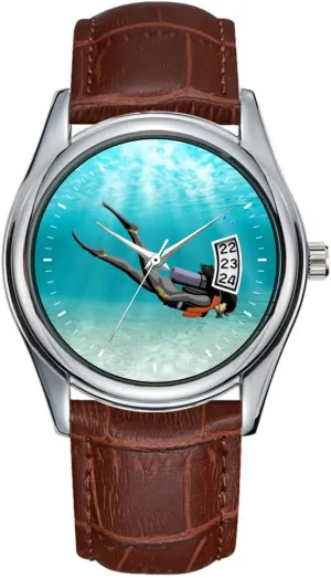 Watches Clock Date breech Classic Business Brown Leather Christmas Wristwatch Female S.C.U.B.A. Diver Wrist Watch Men Watch Casual Waterproof Quartz 