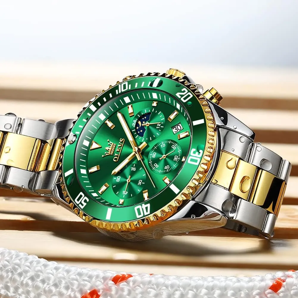 Watches Date Waterproof Luminous Multifunction Big Dial OLEVS Watches for Men Stainless clue Steel Classic Business Dress Analog Quartz Luxury Casual Mens Wrist 