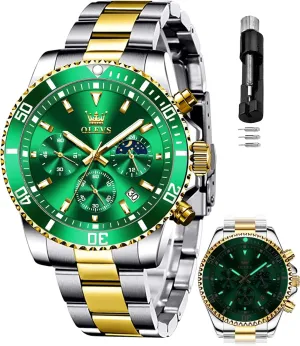 Watches Date Waterproof Luminous Multifunction Big Dial OLEVS Watches for Men Stainless clue Steel Classic Business Dress Analog Quartz Luxury Casual Mens Wrist 