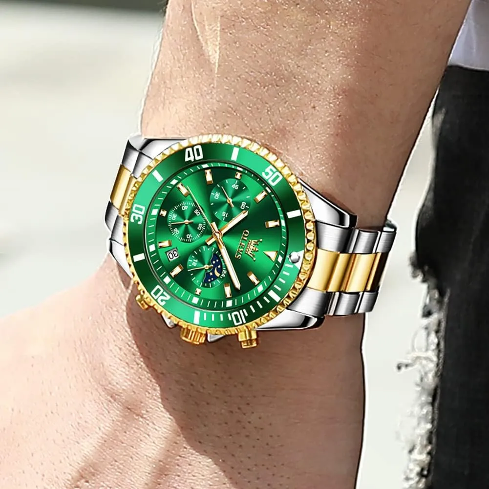 Watches Date Waterproof Luminous Multifunction Big Dial OLEVS Watches for Men Stainless clue Steel Classic Business Dress Analog Quartz Luxury Casual Mens Wrist 