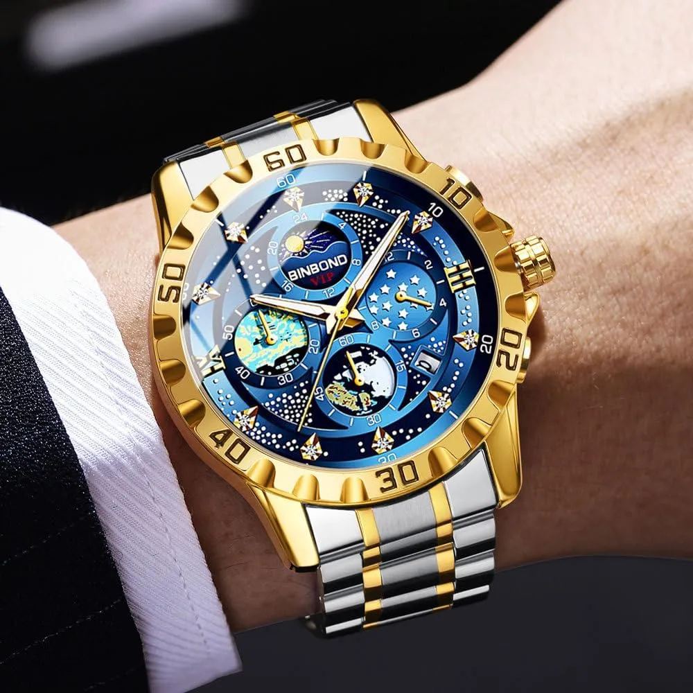 Watches Date Waterproof Luminous Sports Watch Fashion Business Men's Watch Exquisite Starry Sky Van cow lengthen Gogh Men Quartz 