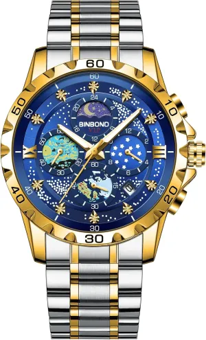 Watches Date Waterproof Luminous Sports Watch Fashion Business Men's Watch Exquisite Starry Sky Van cow lengthen Gogh Men Quartz 