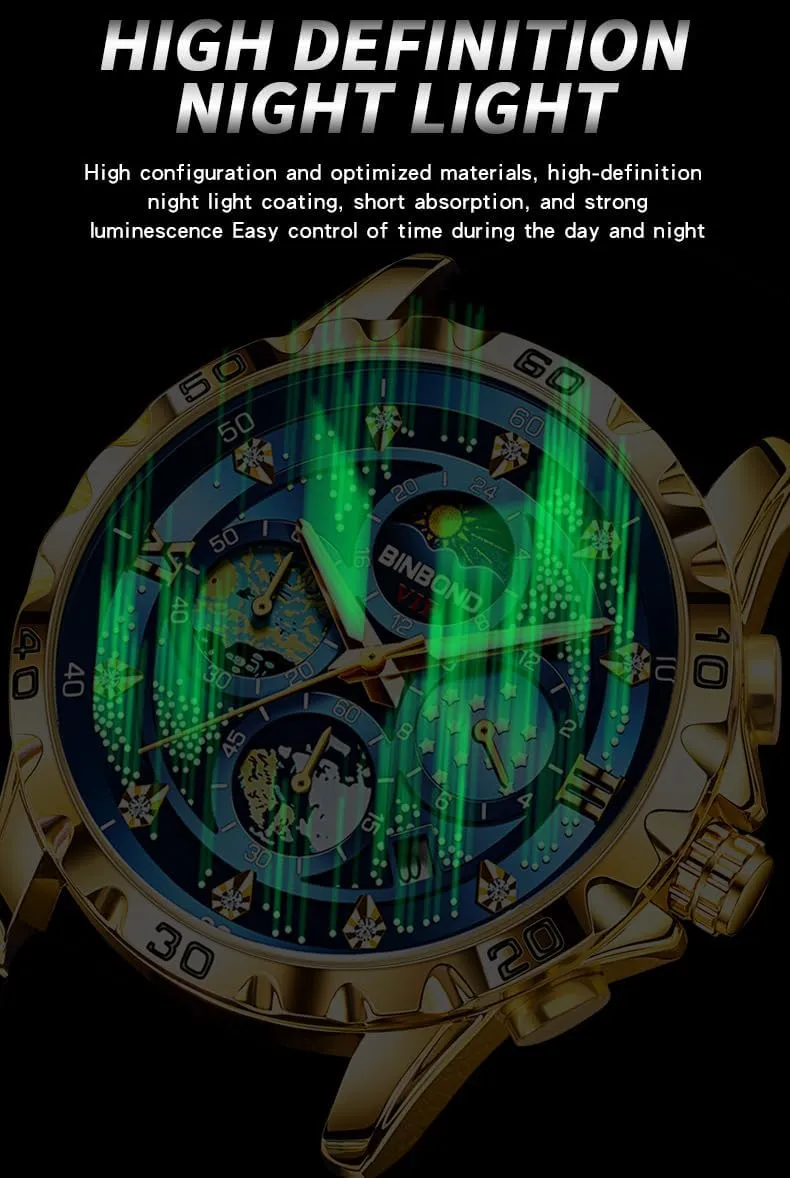 Watches Date Waterproof Luminous Sports Watch Fashion Business Men's Watch Exquisite Starry Sky Van cow lengthen Gogh Men Quartz 