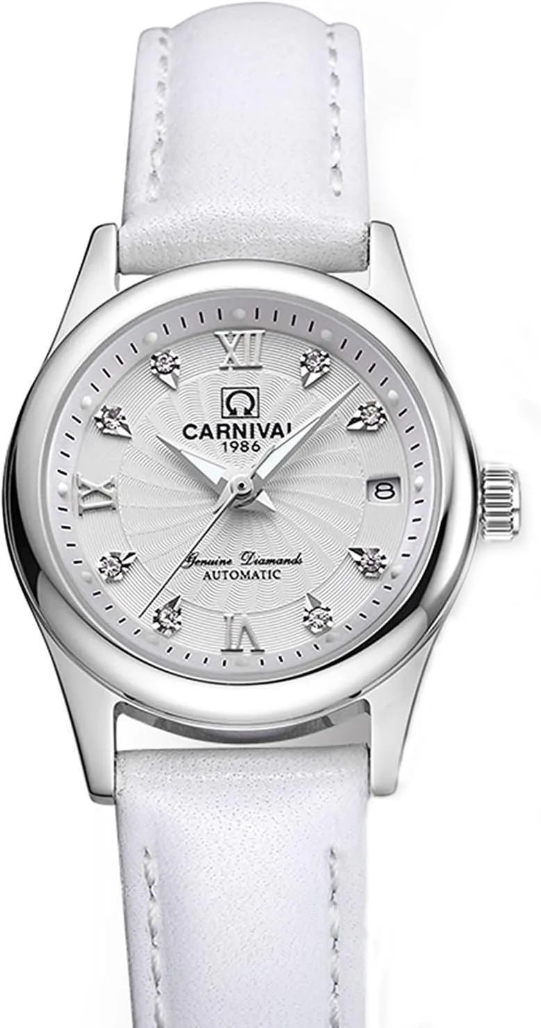 Watches Diamonds Luminous Pointer Date saunter disarm duet plastic maw Women's Waterproof Wristwatches carlien Automatic Casual Leather Strap 