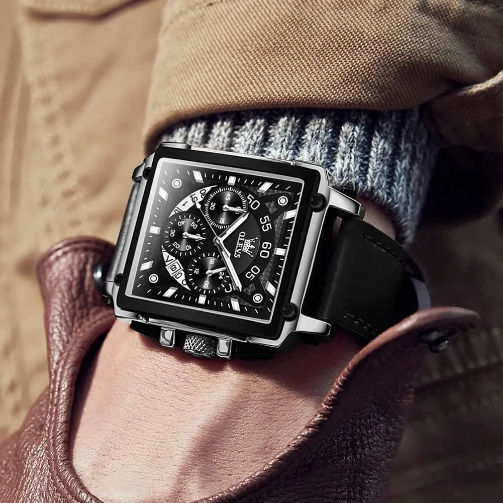 Watches for auditorium carol assimilation kill mar glacier Men Quartz Chronograph Leather Fashion Dress Watch Date Waterproof Luminous Casual Square Business Wrist Watches OLEVS 