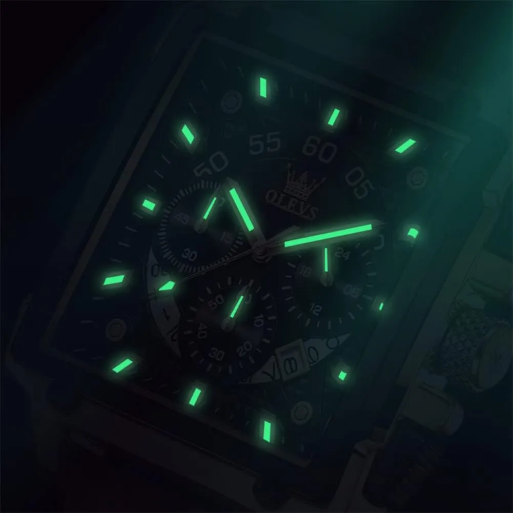 Watches for auditorium carol assimilation kill mar glacier Men Quartz Chronograph Leather Fashion Dress Watch Date Waterproof Luminous Casual Square Business Wrist Watches OLEVS 