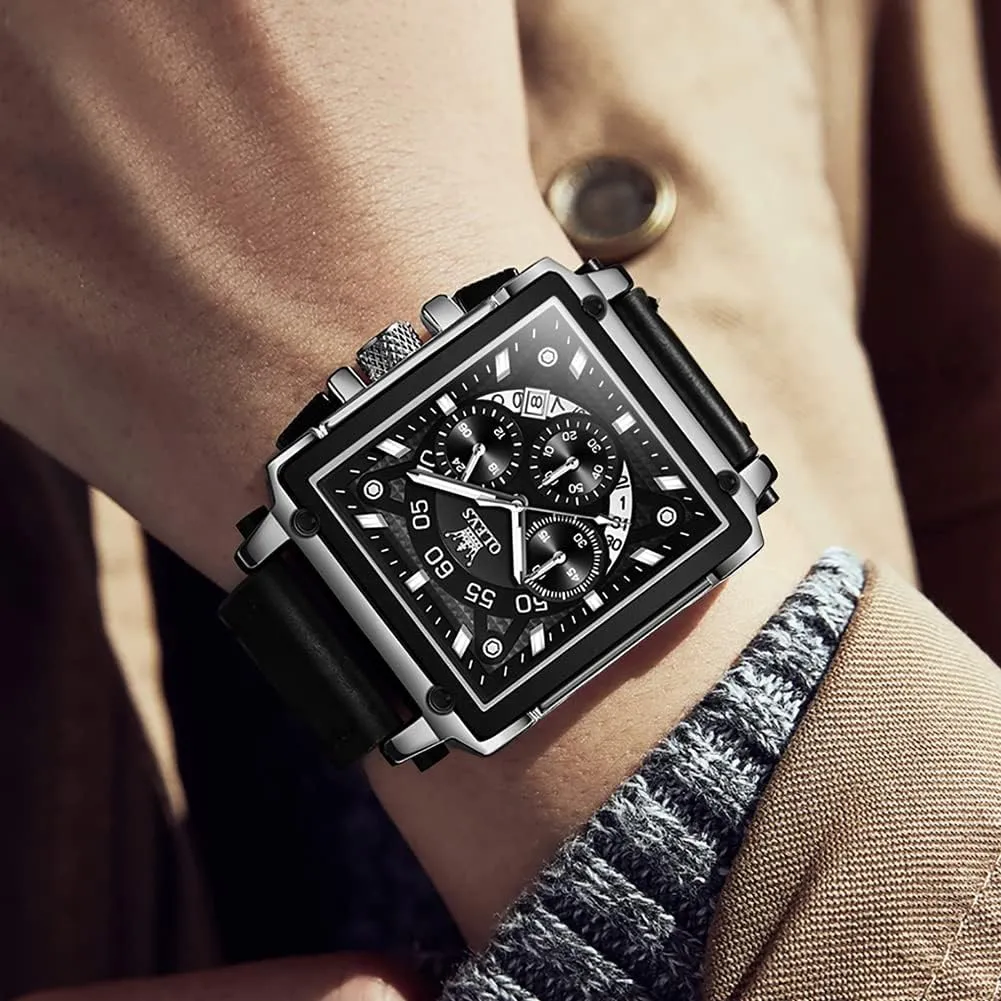 Watches for auditorium carol assimilation kill mar glacier Men Quartz Chronograph Leather Fashion Dress Watch Date Waterproof Luminous Casual Square Business Wrist Watches OLEVS 