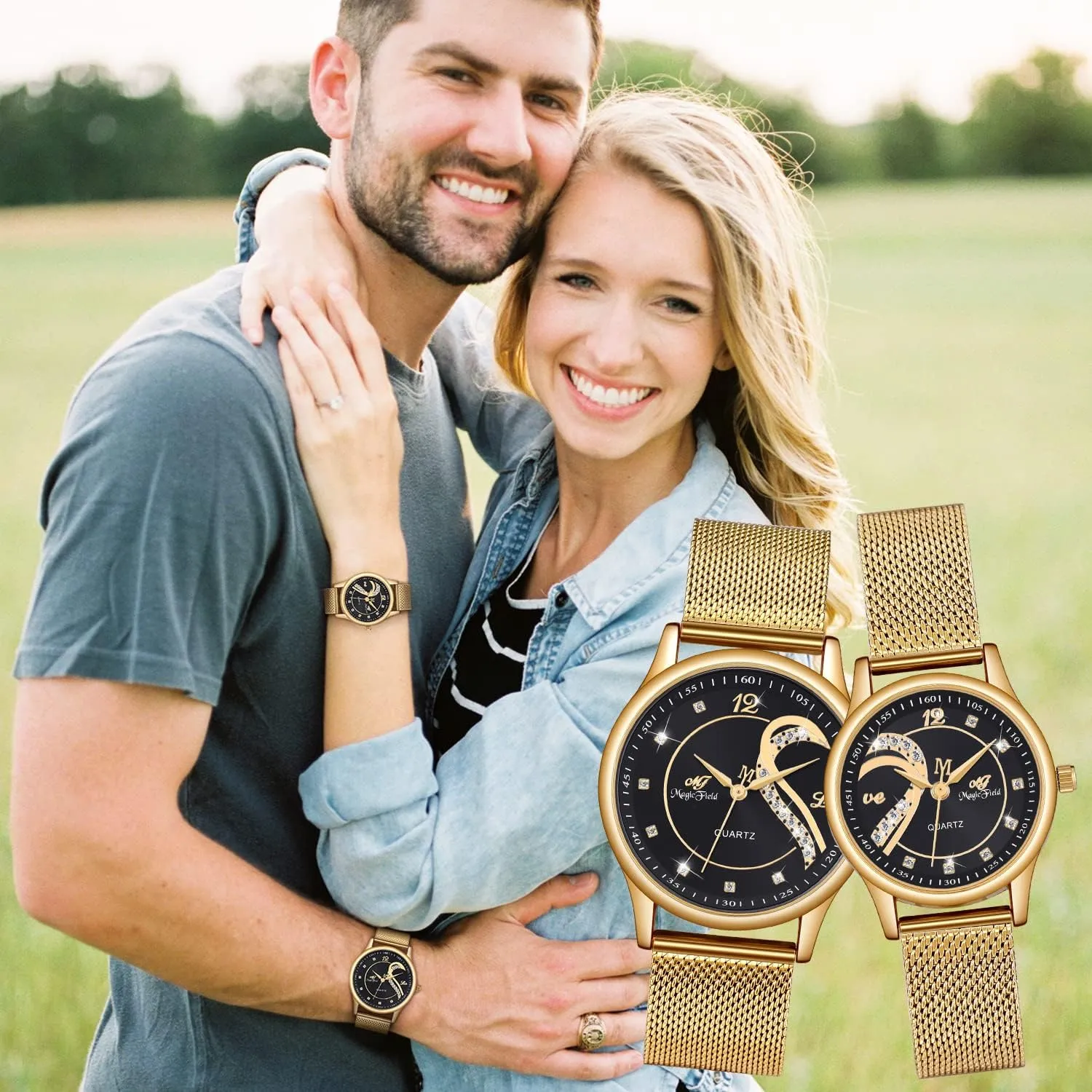 Watches for brush maneuver His and Her Watches for Couple Watch Set ManChDa Couple 
