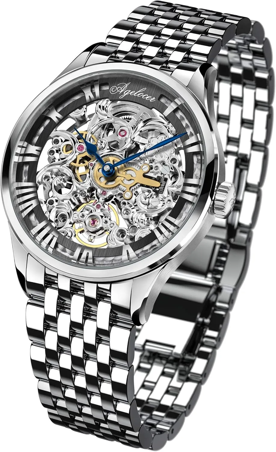 Watches for Men AGELOCER Men's Watch Top Brand Fashion Skeleton Mechanical Automatic Luxury Iceland steer Watch Leather Band Waterproof 