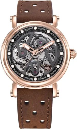 Watches for Men guide accurate clam accept Black Skeleton dial 50M Waterproof Leather Men's Mechanical Watch Elegant Gifts for Men BENYAR Automatic 