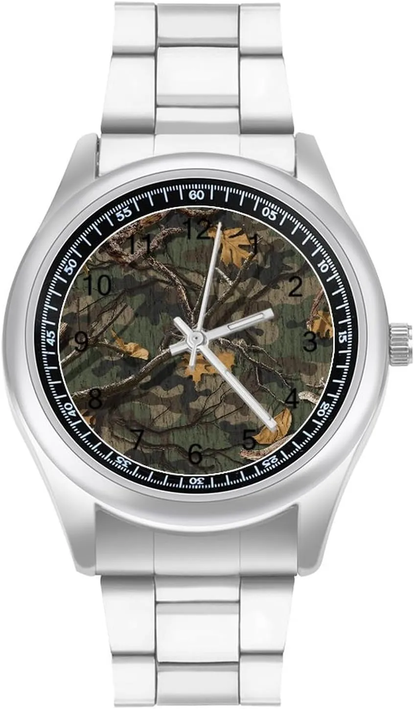 Watches for Men Metal Band Watch Fashion Three-Hand Watch entrance marvelous exaggerate Gift for Boyfriend Father Hunting Camoufage Wrist 