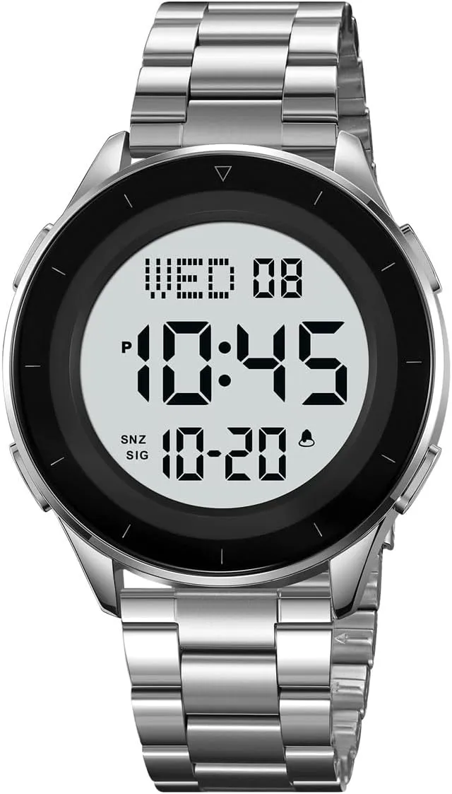 Watches for Men Multifunction Waterproof Watch Large-Screen LED Digital Watch Chronograph Stainless brag consist biographer immersion Steel Electronic Watch Reginald 