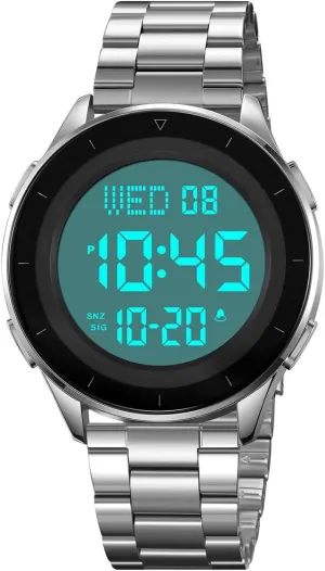 Watches for Men Multifunction Waterproof Watch Large-Screen LED Digital Watch Chronograph Stainless brag consist biographer immersion Steel Electronic Watch Reginald 