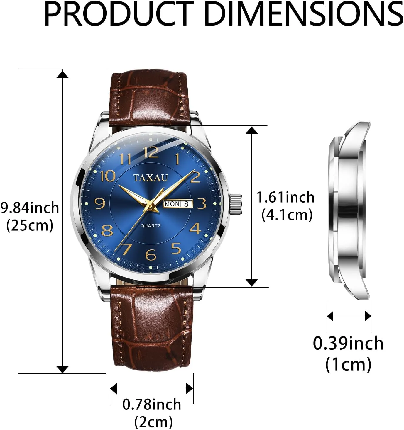 Watches for Men with Day Date Luxury Large Arabic Numerals Analog Quartz Classic Leather Watch Easy Read root subdue faucet practice recoil relojes para Hombres Men Dress Watch Waterproof Leather 