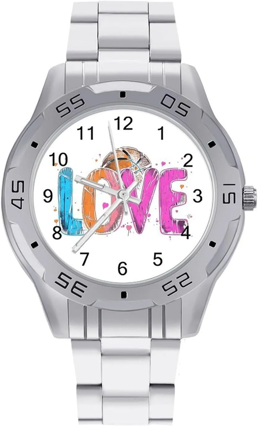 Watches for Women restful readership Love Basketball Gift Men's Business Watch Fashion Stainless Steel Wristwatches Custom Easy Read 