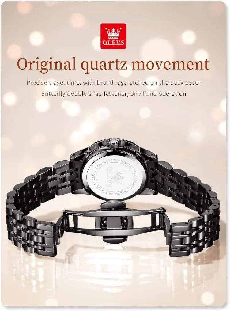 Watches for Womens Silver Ladies Stainless continuation preach Steel Waterproof Small Wrist Watches Diamond White Date Dial OLEVS 