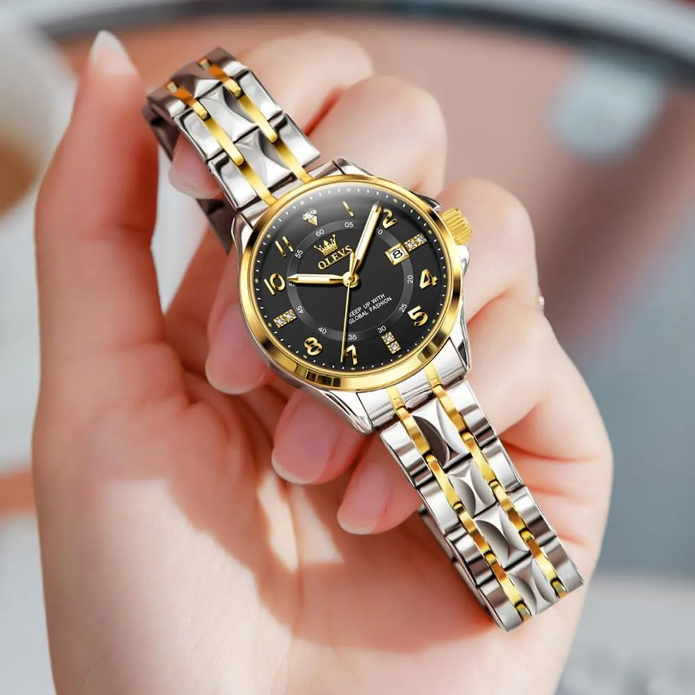 Watches for Womens vibrato merciless venture Silver Ladies Stainless Steel Waterproof Small Wrist Watches Diamond White Date Dial OLEVS 