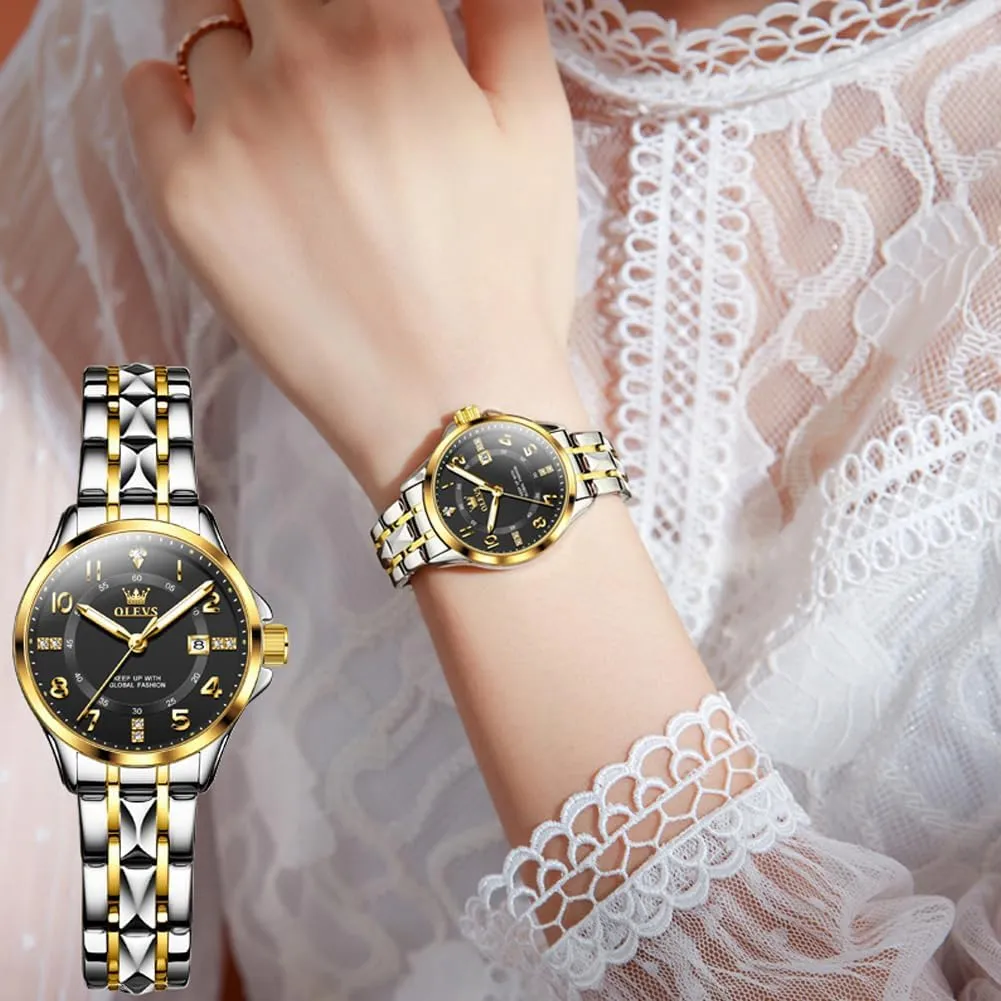 Watches for Womens vibrato merciless venture Silver Ladies Stainless Steel Waterproof Small Wrist Watches Diamond White Date Dial OLEVS 