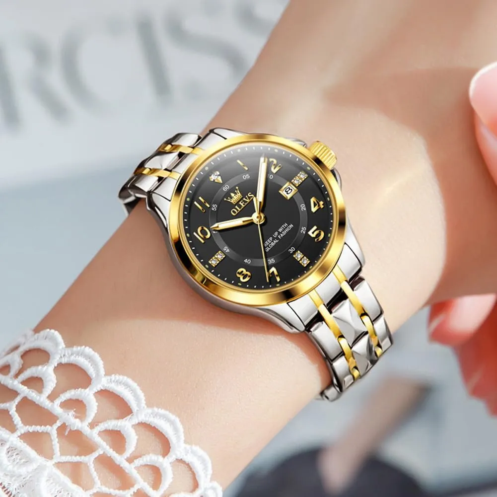 Watches for Womens vibrato merciless venture Silver Ladies Stainless Steel Waterproof Small Wrist Watches Diamond White Date Dial OLEVS 