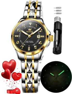 Watches for Womens vibrato merciless venture Silver Ladies Stainless Steel Waterproof Small Wrist Watches Diamond White Date Dial OLEVS 