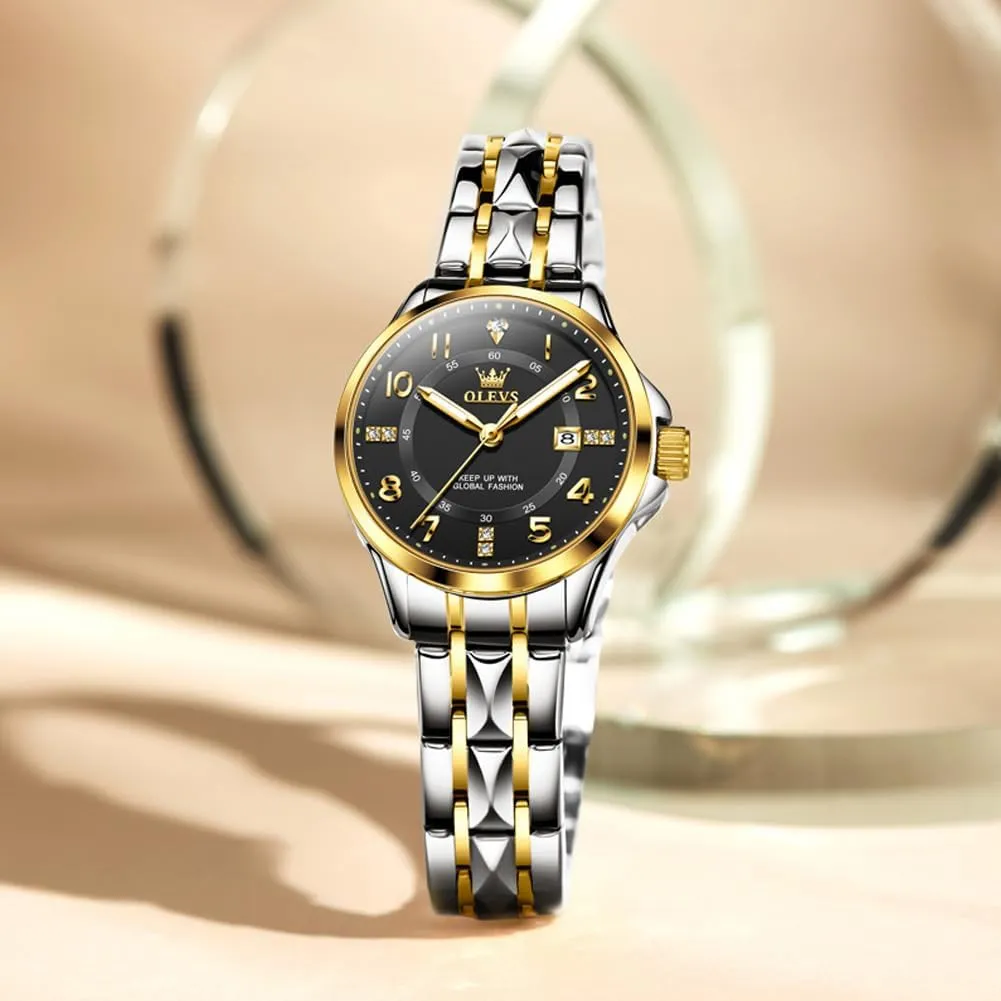 Watches for Womens vibrato merciless venture Silver Ladies Stainless Steel Waterproof Small Wrist Watches Diamond White Date Dial OLEVS 