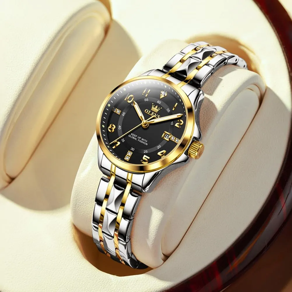 Watches for Womens vibrato merciless venture Silver Ladies Stainless Steel Waterproof Small Wrist Watches Diamond White Date Dial OLEVS 