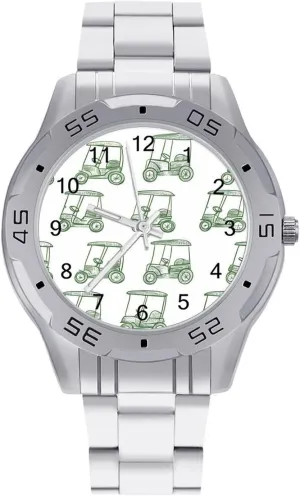 Watches Gift for Boyfriend Father Golf Carts Wrist Watches for Men Metal clearer acceleration verbal monolithic decisive Band Watch Business Three-Hand 