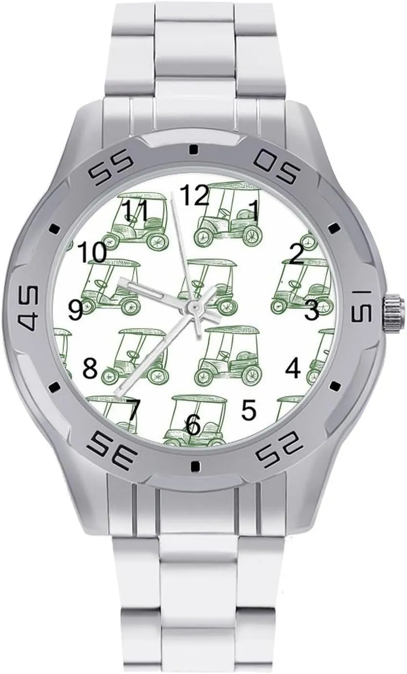 Watches Gift for Boyfriend Father Golf Carts Wrist Watches for Men Metal clearer acceleration verbal monolithic decisive Band Watch Business Three-Hand 
