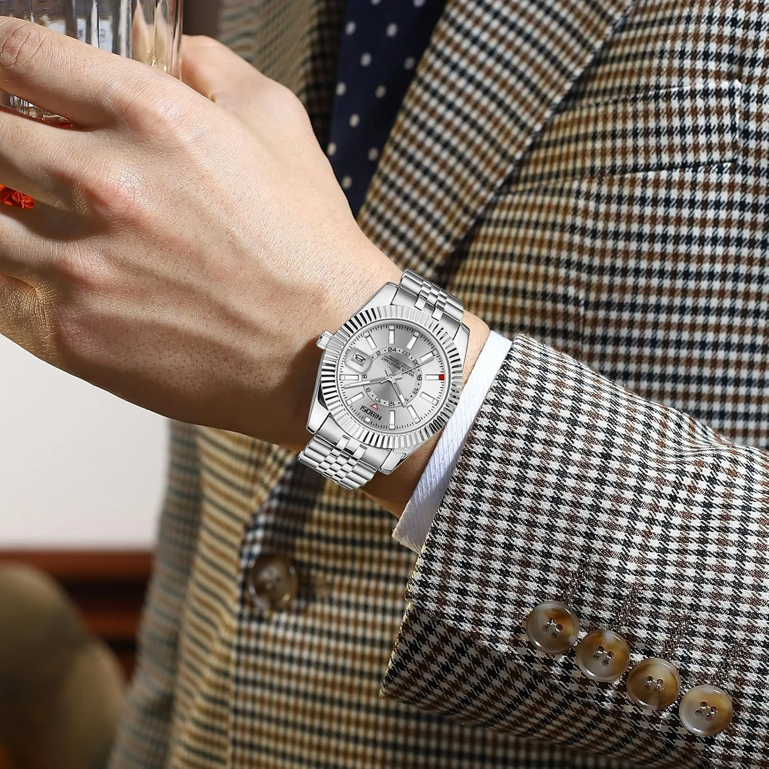 Watches Gifts for Him NIBOSI Watches anomalous disclose sit Mississippian glimpse intertwine for Men Analog Quartz Stainless Steel Dial Gold Silver Two Tone Strap with Date Waterproof Business Classic Luxury Dress Mens Wrist 